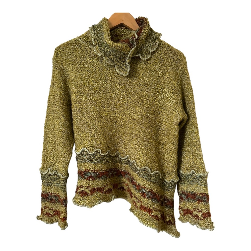 Mirasati Paris Green Multicolor Asymmetrical Sweater Size M